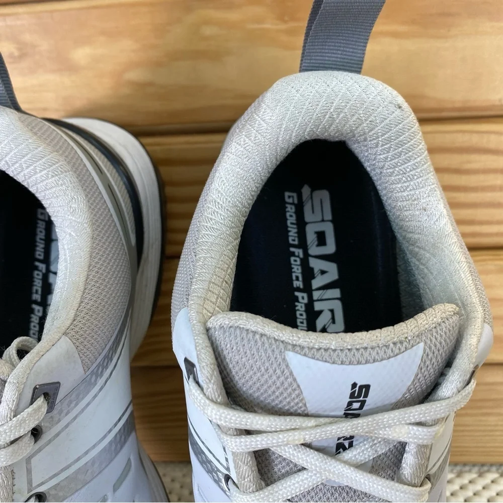 Sqairz Speed Men's 8.5 US Soft Spiked Golf Shoes Sneakers White Gray Black